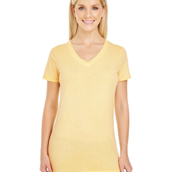 Ladies' Pigment-Dye Short-Sleeve V-Neck T-Shirt Thumbnail